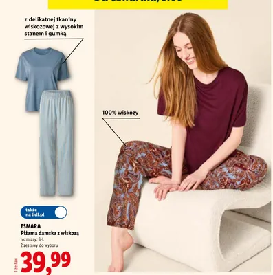 Piżama damska z wiskozą Esmara promocja w Lidl