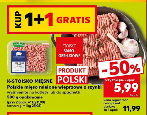 Mięso mielone wieprzowe z szynki K-Stoisko Mięsne promocja w Kaufland