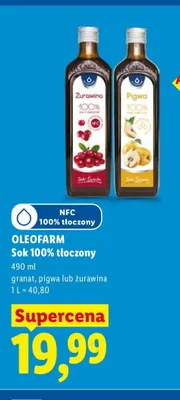 Sok 100% tłoczony z pigwy Oleofarm promocja w Lidl