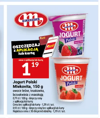 Jogurt Polski Mlekovita brzoskwinia z marakują promocja w Twój Market