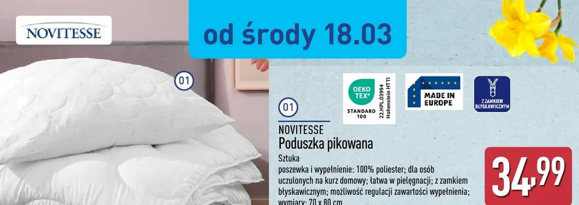 Poduszka pikowana promocja w Aldi