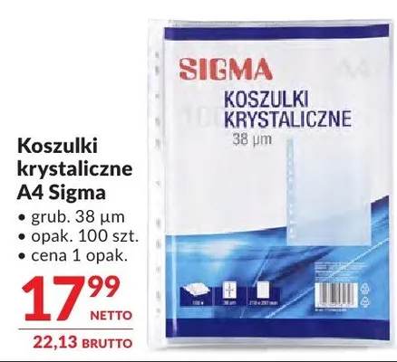 Koszulki krystaliczne A4 Sigma promocja w Makro