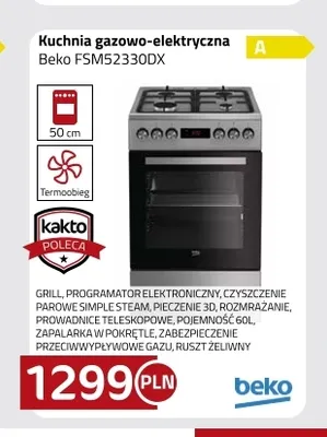Kuchnia gazowo-elektryczna Beko FSM52330DX promocja w kakto.pl