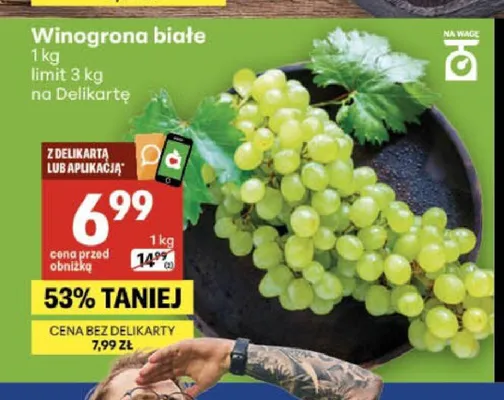 Winogrona białe promocja w Delikatesy Centrum