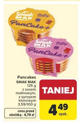 Pancakes SMAK MAK z sosem malinowym promocja w Carrefour Market