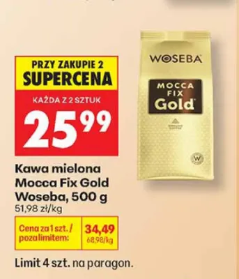 Kawa mielona Mocca Fix Gold Woseba promocja w Biedronka