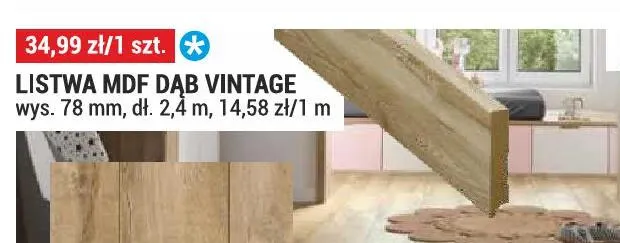 Listwa MDF Dąb Vintage Classen promocja w Merkury Market