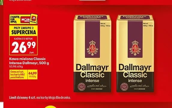 Kawa mielona Classic Intense Dallmayr 500g promocja w Biedronka