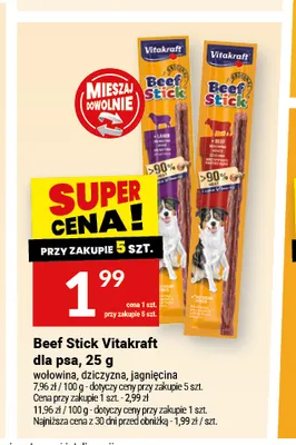 Beef Stick Vitakraft dla psa dziczyzna promocja w Twój Market
