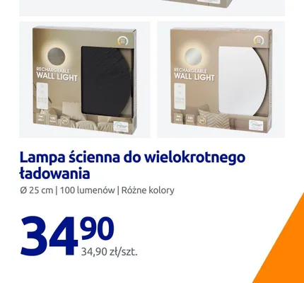 Lampa ścienna do wielokrotnego ładowania biała promocja w Action
