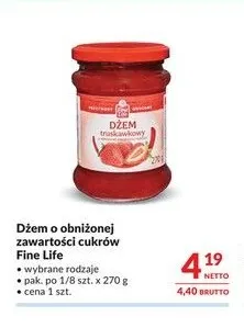 Dżem o obniżonej zawartości cukrów Fine Life promocja w Makro