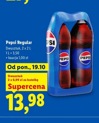 Napój gazowany Pepsi Regular 2-pak promocja w Lidl
