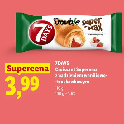Croissant 7Days Supermax z nadzieniem waniliowo-truskawkowym promocja w Lidl