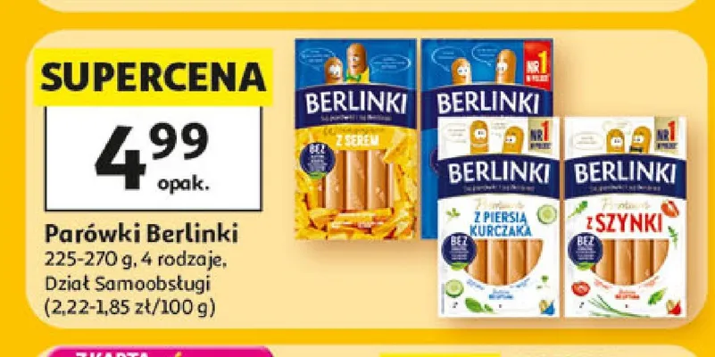Parówki Berlinki z piersi kurczaka promocja w Auchan
