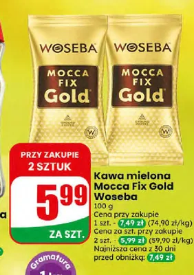 Kawa mielona Woseba Mocca Fix Gold promocja w Dino