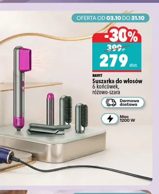 Suszarka do włosów 6 końcówek różowo-szara Havit promocja w Biedronka Home