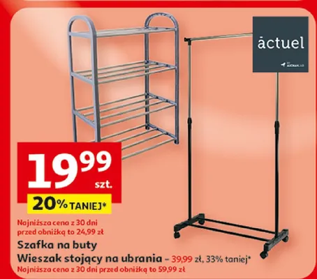 Szafka na buty, wieszak stojący na ubrania promocja w Auchan
