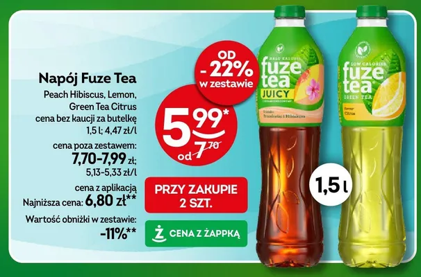 Napój Fuze Tea Peach Hibiscus promocja w Żabka
