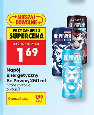 Napój energetyczny Be Power Zero Sugar promocja w Biedronka