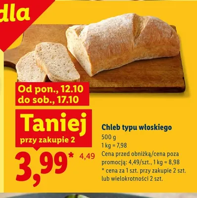Chleb typu włoskiego promocja w Lidl