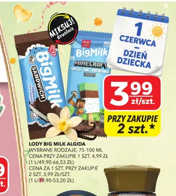 Lody Big Milk Sandwich Algida promocja w Top Market