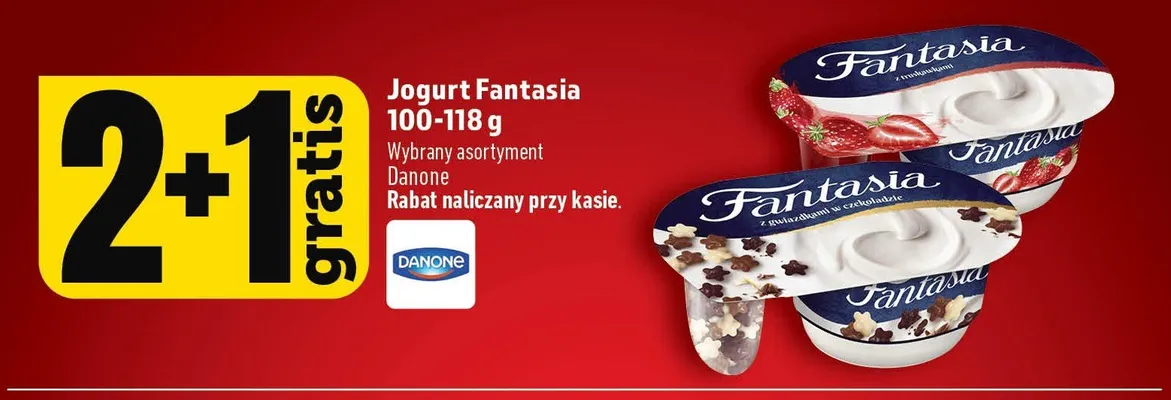 Jogurt Fantasia z gwiazdkami w czekoladzie Danone promocja w TOPAZ