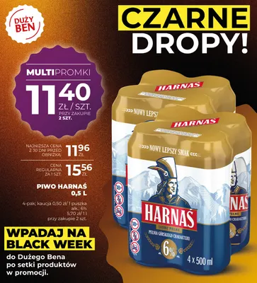 Piwo Harnaś 4-pak 500 ml promocja w Duży Ben