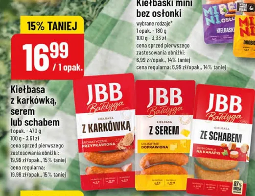 Kiełbasa z karkówką, serem lub schabem promocja w POLOmarket