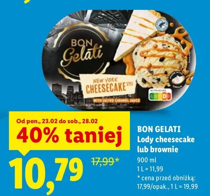 Lody cheesecake lub brownie promocja w Lidl