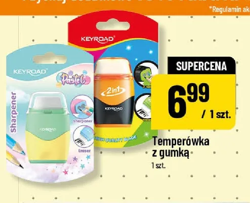 Temperówka z gumką Keyroad promocja w POLOmarket