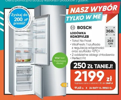 Lodówka BOSCH KGN39VLEB promocja w Max Elektro