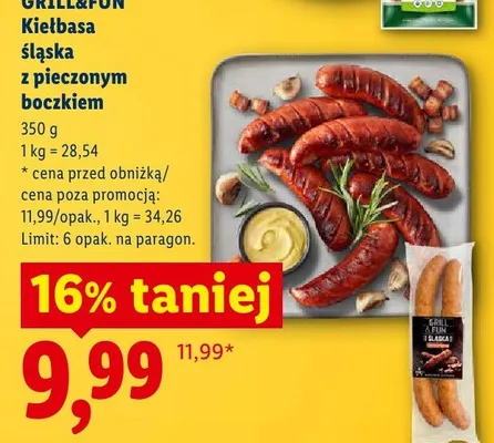 Kiełbasa śląska z pieczonym boczkiem Grill&Fun promocja w Lidl