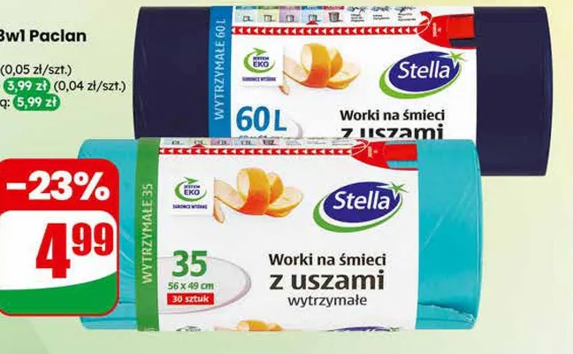 Worki na śmieci z uszami 60 l promocja w Dino