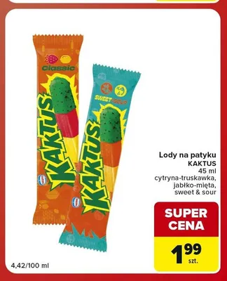 Lody na patyku Kaktus jabłko-mięta promocja w Carrefour Market