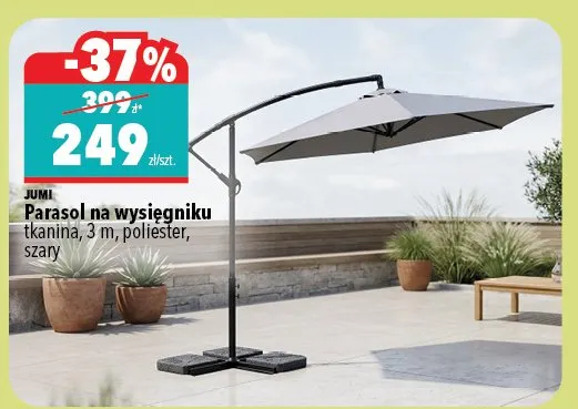 Parasol na wysięgniku tkanina, 3 m, poliester, szary promocja w Biedronka Home