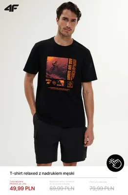 T-shirt relaxed z nadrukiem męski 4F promocja w 4F