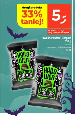 Wafelki kwaśne Pergale Halloween Green & Sour promocja w Dealz