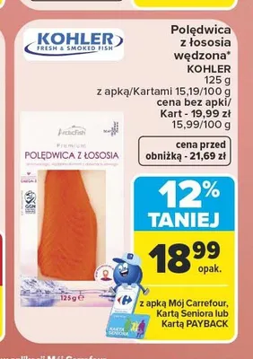 Polędwica z łososia wędzona Kohler promocja w Carrefour Market