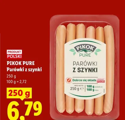 Parówki z szynki Pikok Pure promocja w Lidl