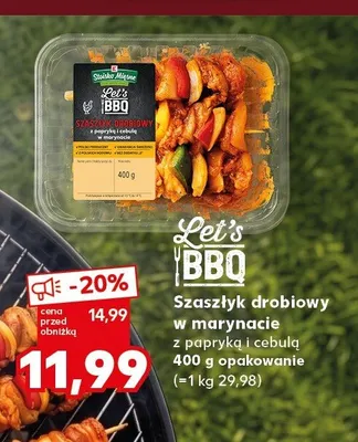 Szaszłyk drobiowy w marynacie z papryką i cebulą Let's BBQ promocja w Kaufland