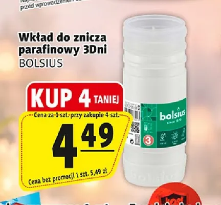 Wkład do znicza parafinowy 3Dni Bolsius promocja w Prim Market