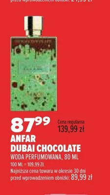 Woda perfumowana Anfar Dubai Chocolate promocja w Drogerie Natura