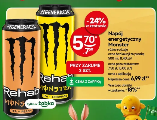 Napój energetyczny Monster Rehab różne rodzaje promocja w Żabka