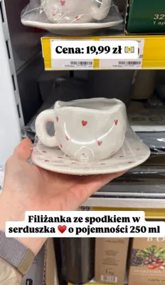 Filiżanka ze spodkiem w serduszka 250 ml promocja w Dino
