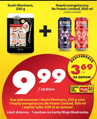 Zestaw Sushi napój energetyczny Be Power Limited  promocja w Biedronka
