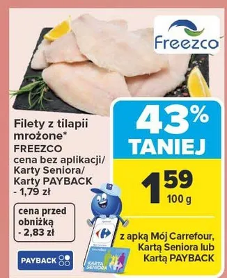 Filety z tilapii mrożone Freezco promocja w Carrefour Market