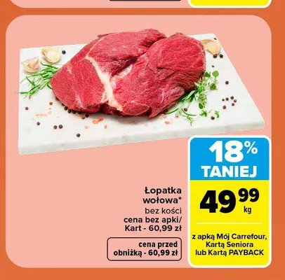 Łopatka wołowa bez kości promocja w Carrefour Market