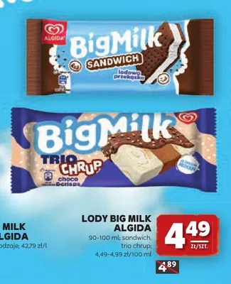Lody Big Milk Sandwich Algida promocja w Stokrotka