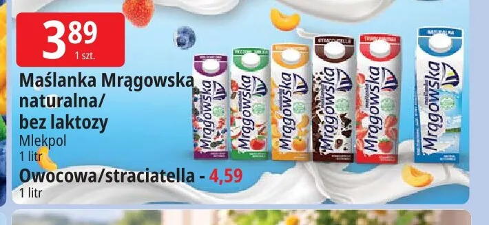 Maślanka Mrągowska naturalna Mlekpol promocja w Leclerc