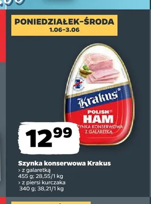 Szynka konserwowa z piersi kurczaka Krakus promocja w Netto
